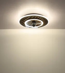 Ventilateur de plafond métal noir mat et lampe - Trevino