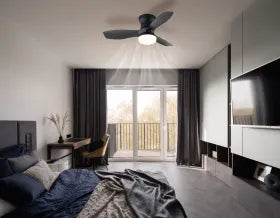 Ventilateur de plafond plastique noir mat et lampe - Irwin