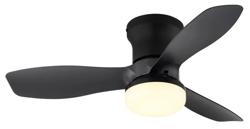 Ventilateur de plafond plastique noir mat et lampe - Irwin