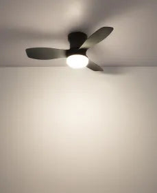 Ventilateur de plafond plastique noir mat et lampe - Irwin