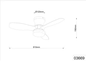 Ventilateur de plafond plastique noir mat et lampe - Irwin