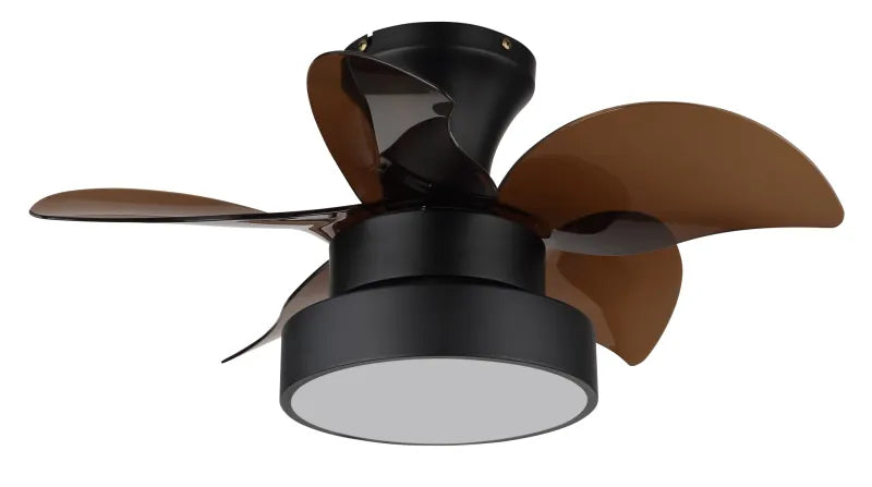 Ventilateur de plafond métal noir mat et lampe - Kari