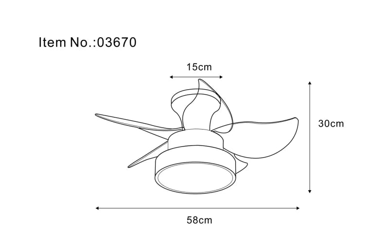 Ventilateur de plafond métal noir mat et lampe - Kari