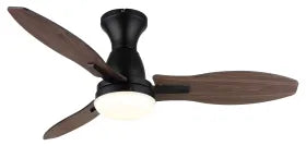 Ventilateur de plafond métal noir mat et lampe - Gale