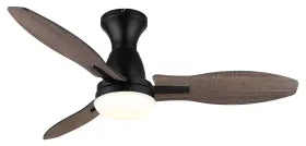 Ventilateur de plafond métal noir mat et lampe - Gale