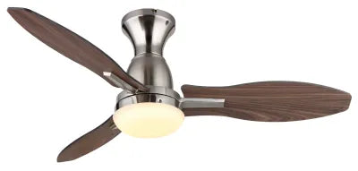 Ventilateur de plafond métal nickel mat et lampe - Gale