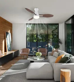 Ventilateur de plafond métal blanc mat et lampe - Gale
