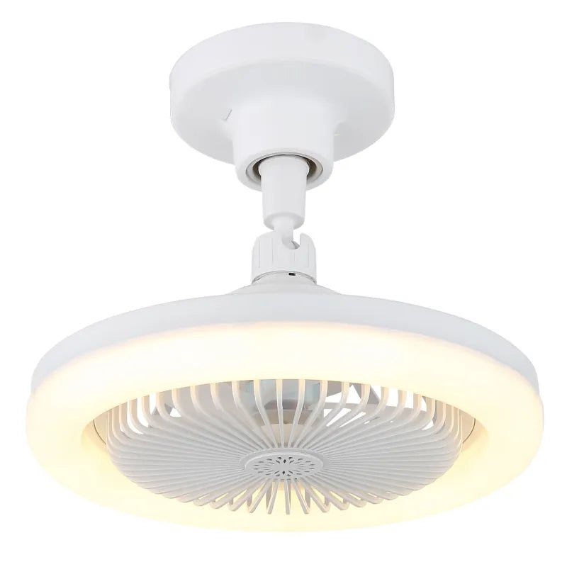 Ventilateur de plafond plastique blanc mat et lampe - Lidea