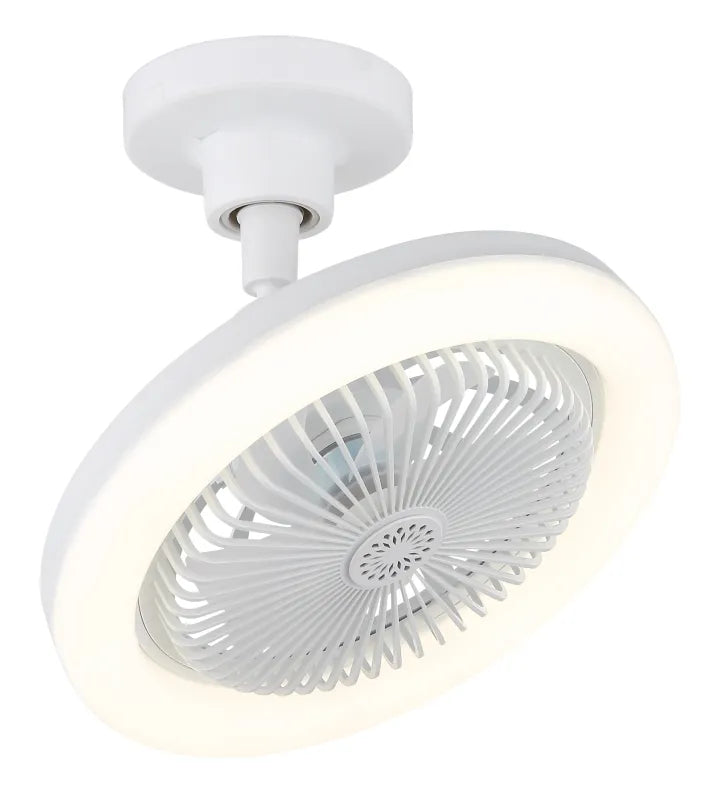 Ventilateur de plafond plastique blanc mat et lampe - Lidea