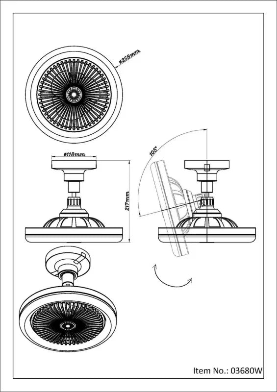 Ventilateur de plafond plastique blanc mat et lampe - Lidea