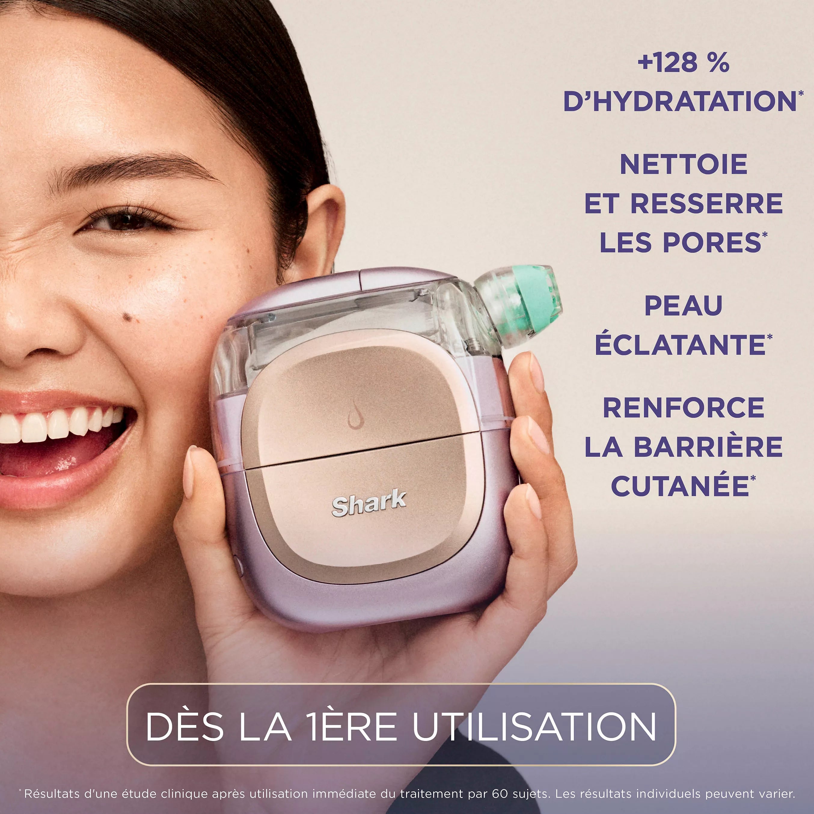 Appareil de soin du visage hydrofacial à domicile Shark FacialPro Glow + DePuffi – Bleu Spa
