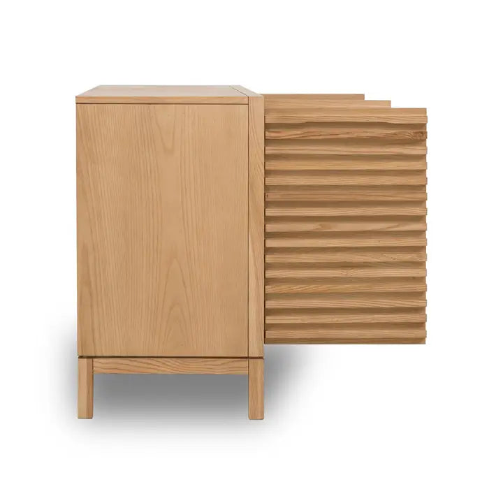 Buffet 4 portes en bois de frêne, couleur lin - Tanner