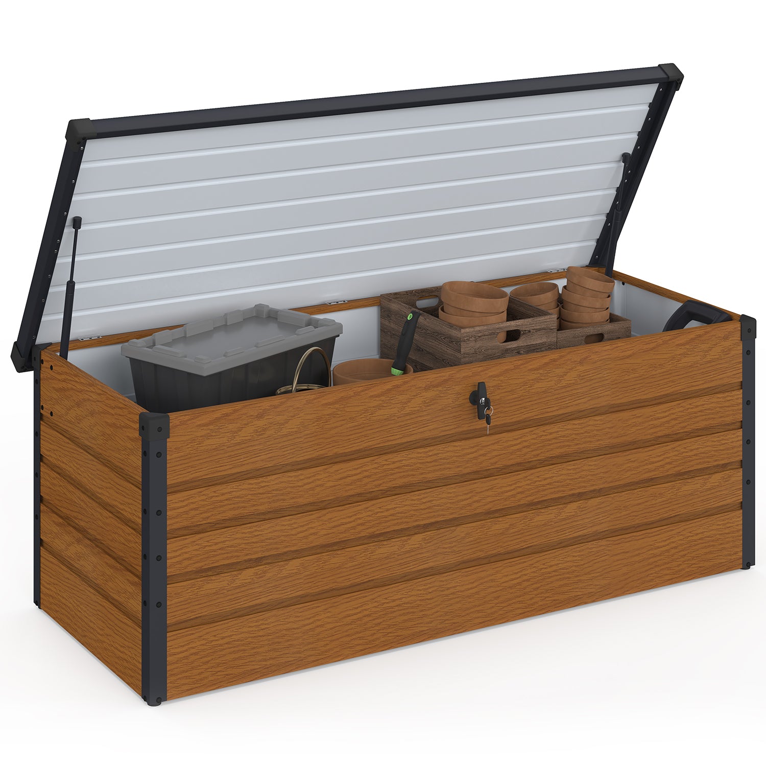 Coffre de jardin métal effet bois 600L