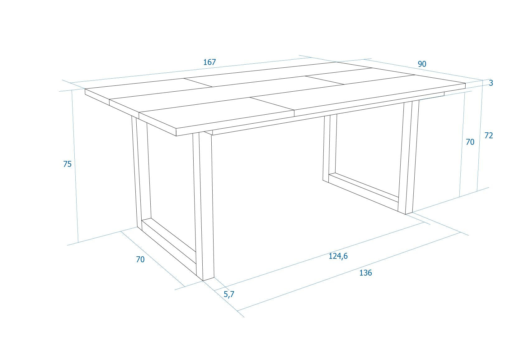 Table à manger, 8 personnes, 170 cm