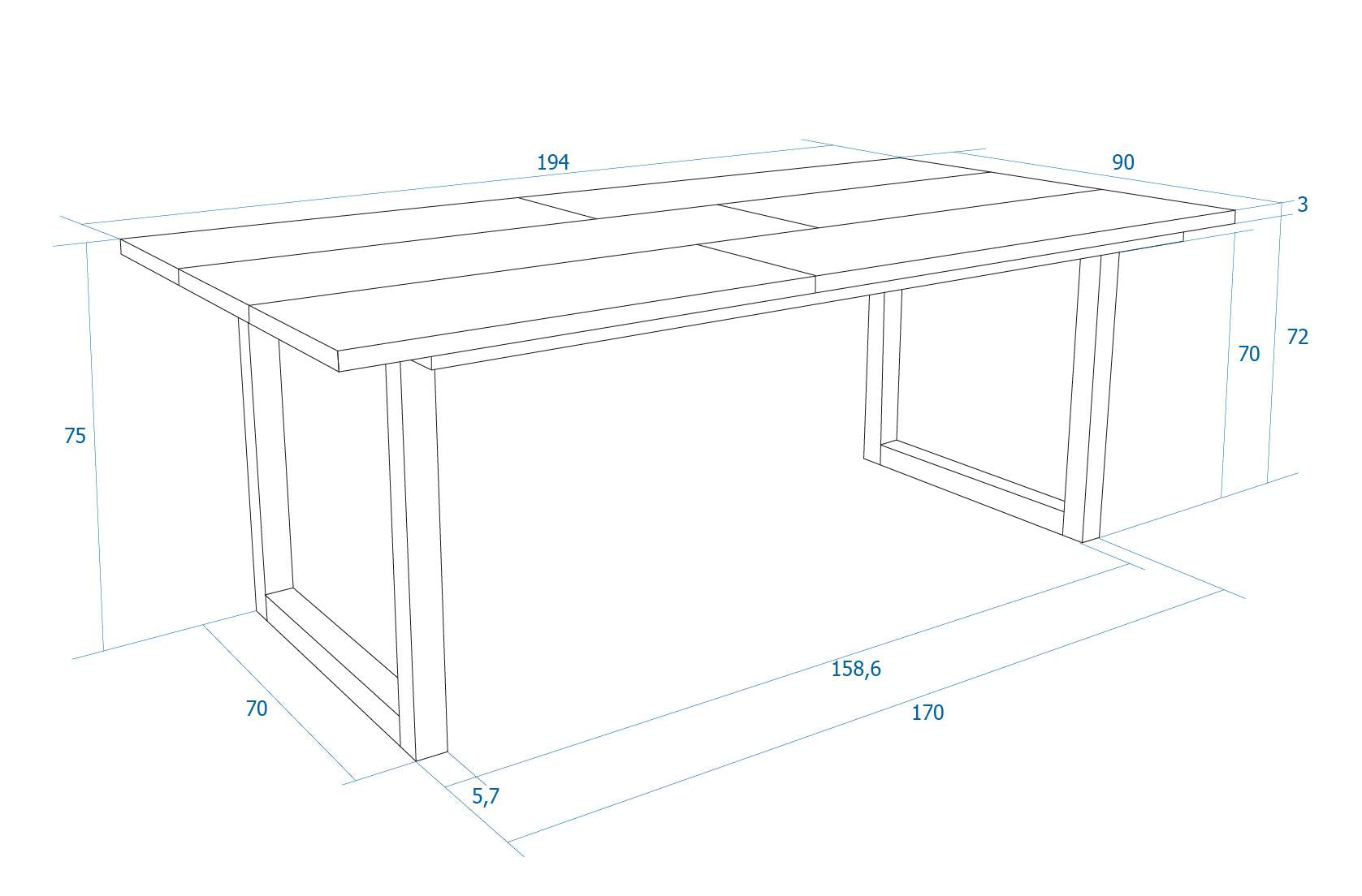 Table à manger, 10 personnes, 200 cm