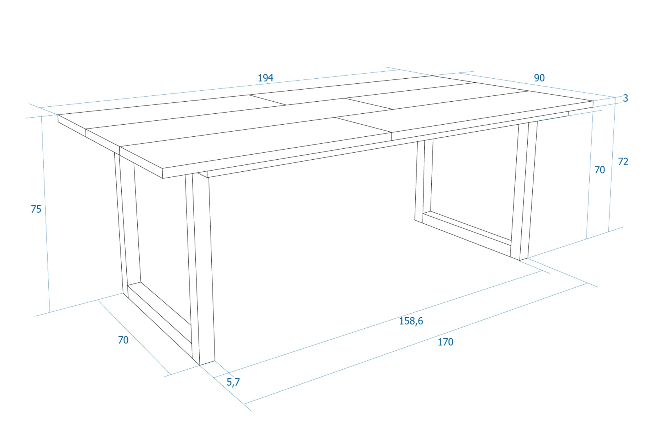 Table à manger, 10 personnes, 200 cm