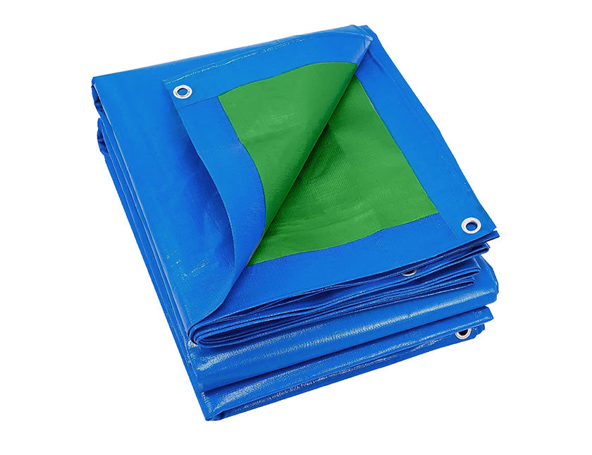 Bâche de protection 90 g / m2 - Verte et bleue