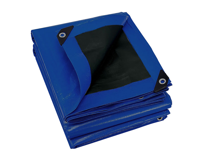 Bâche de protection renforcée 140 g / m2 - Noire et bleue