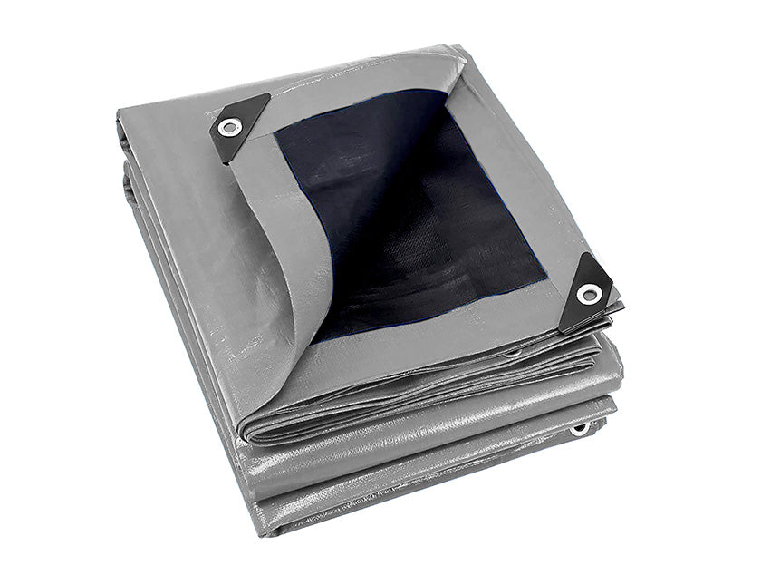 Bâche de protection renforcée 200 g / m2 - Noire et grise