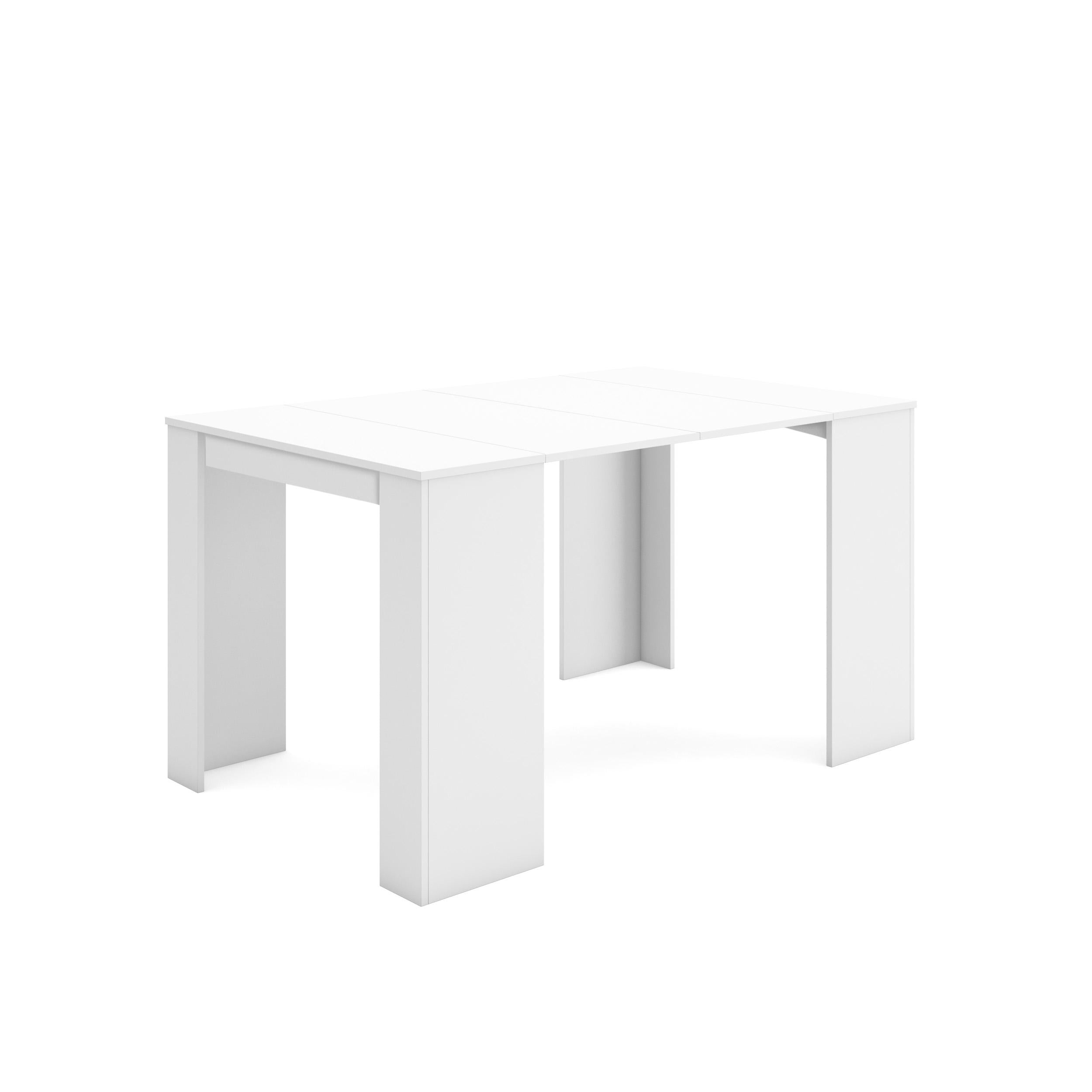 Table console extensible, 140, Pour 6 personnes, Blanc