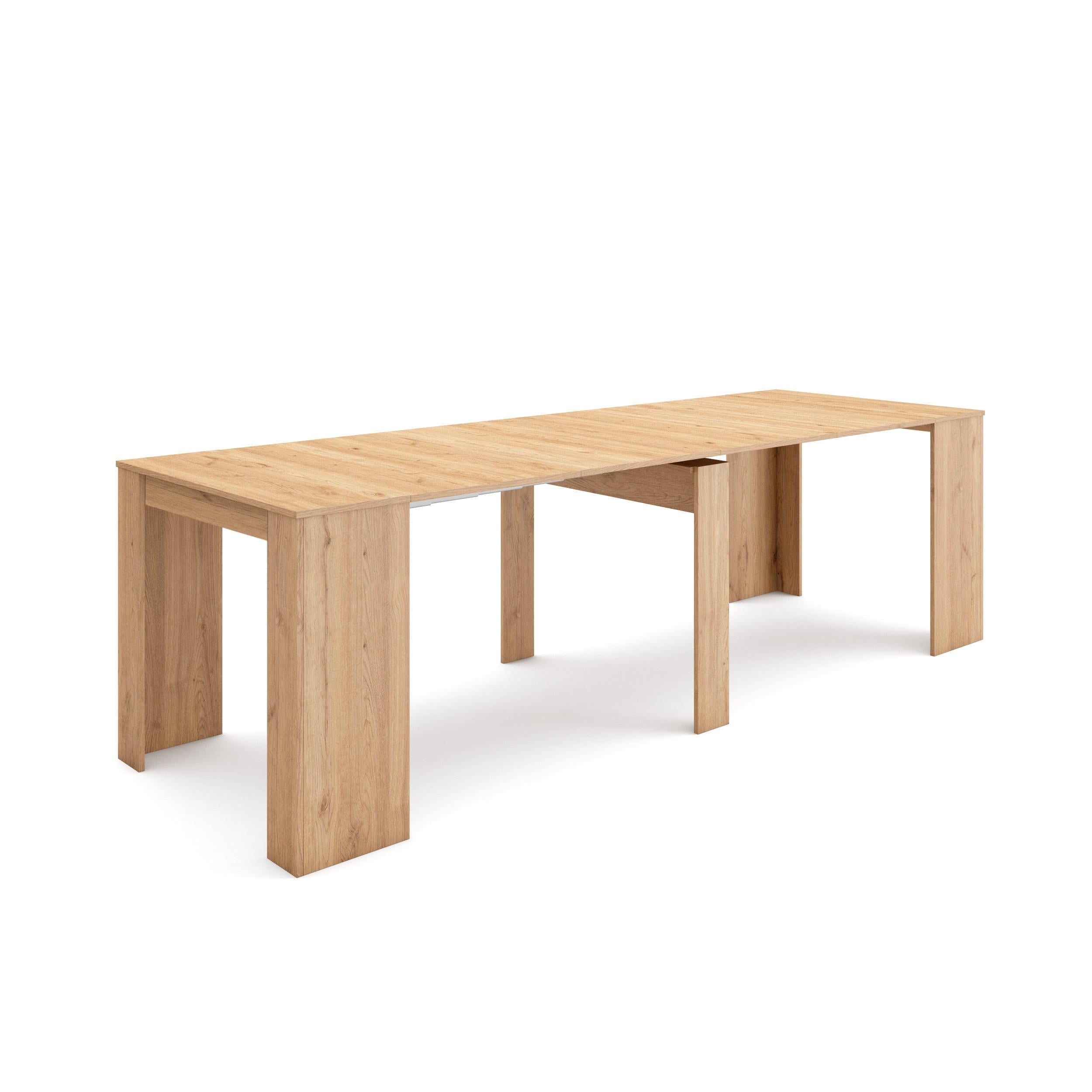 Table console extensible, 260, Pour 12 personnes, Chêne