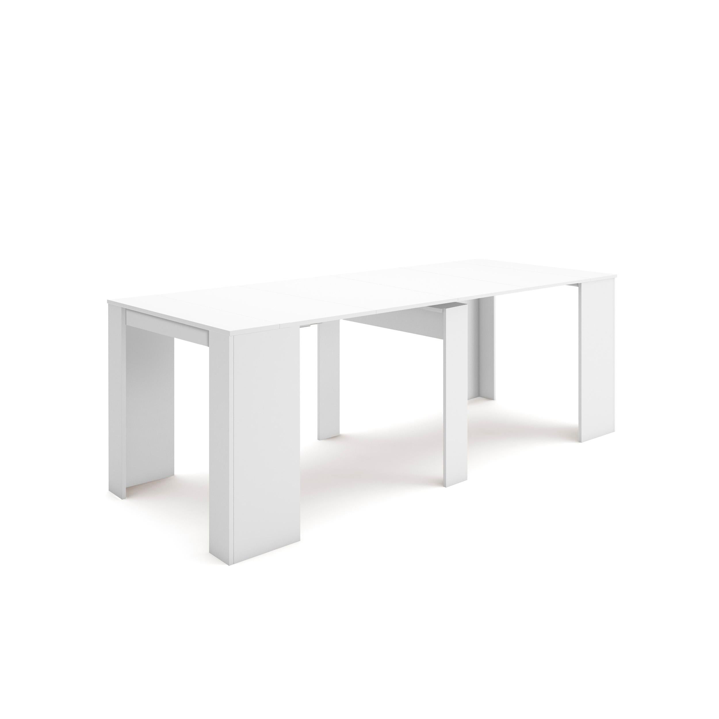 Table console extensible, 220, Pour 10 personnes, Blanc