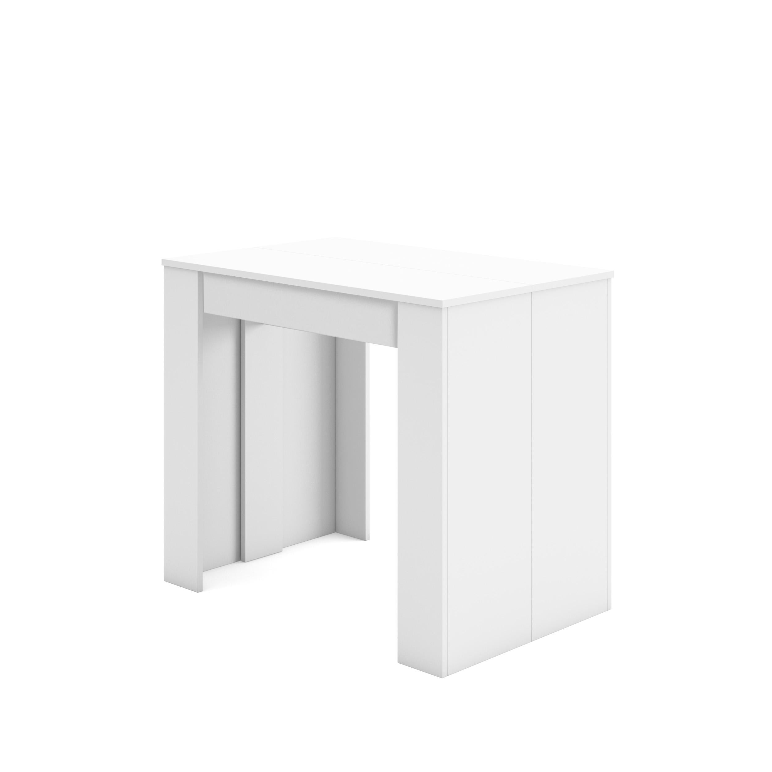 Table console extensible, 220, Pour 10 personnes, Blanc