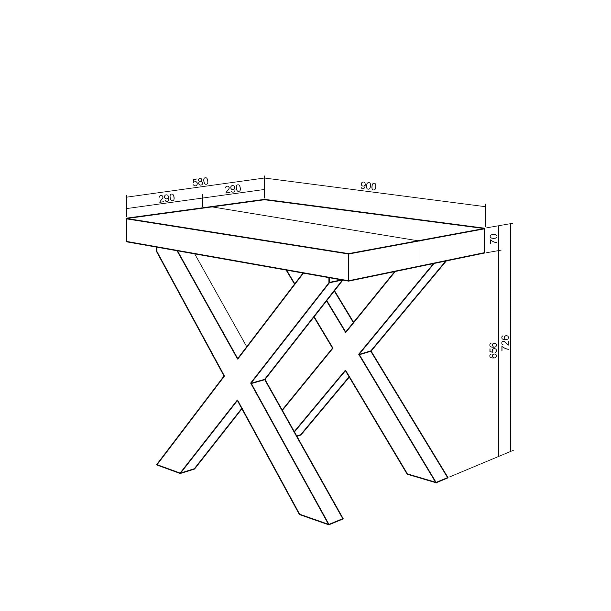 Table console extensible chêne 300 cm – Jusqu’à 14 personnes – Pieds en bois massif blancs en croix
