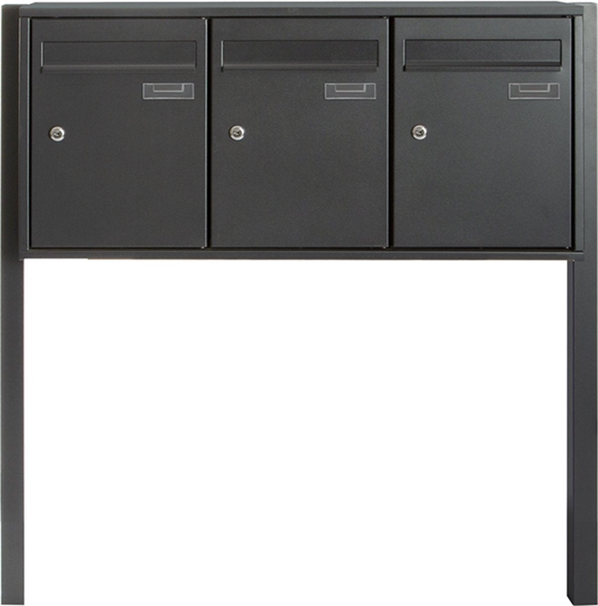Boîte aux lettres 3 compartiments - anthracite  - sur pieds