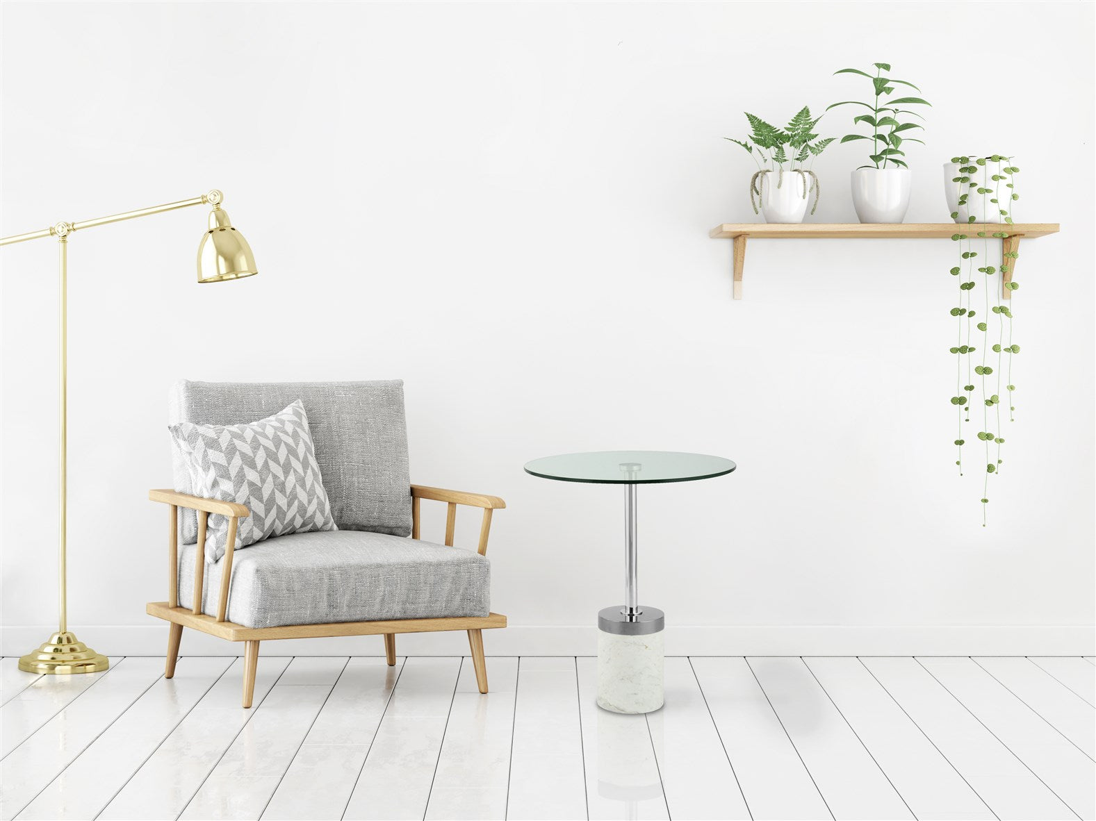 Table d'appoint argent blanc - Lana