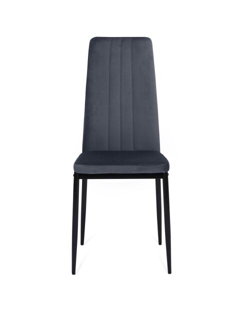 Chaises Jade en velours gris foncé et pieds noirs - lot de 4