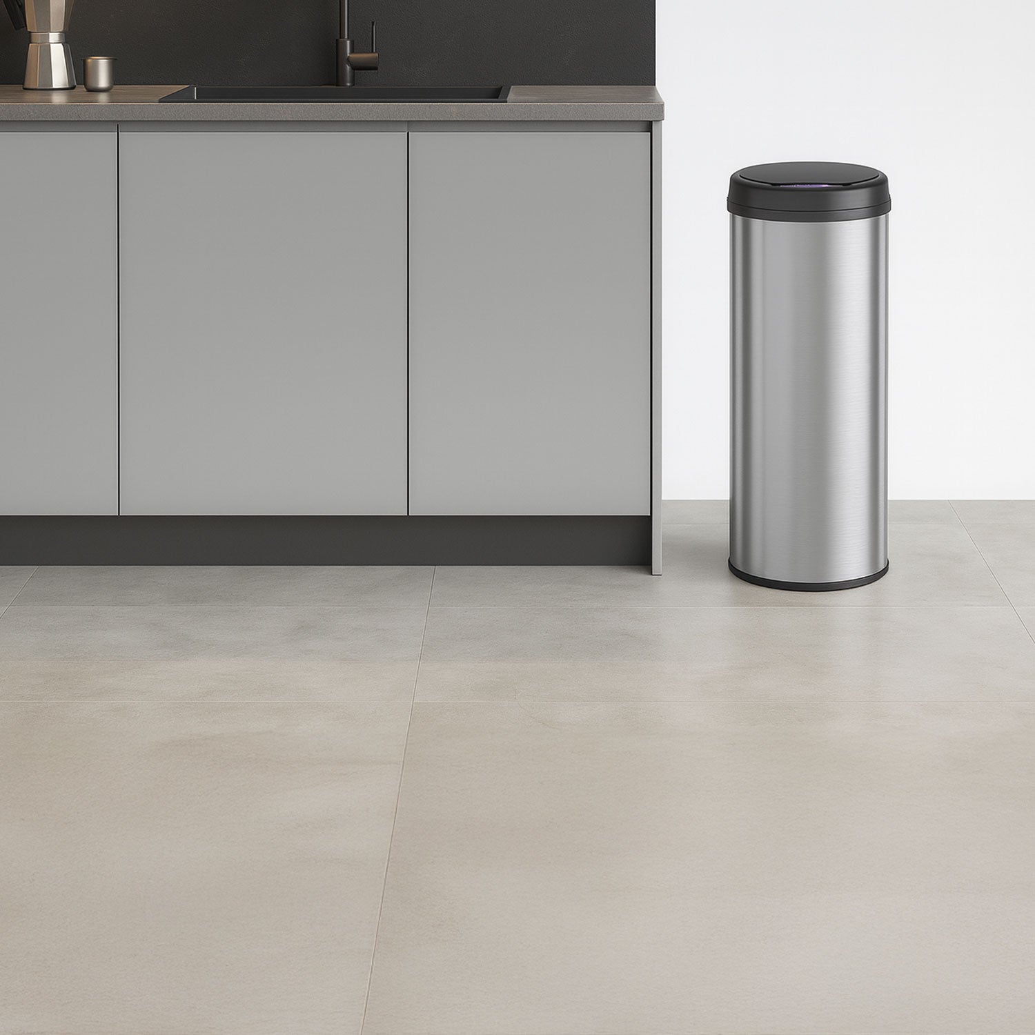 Poubelle 50 L automatique Argent