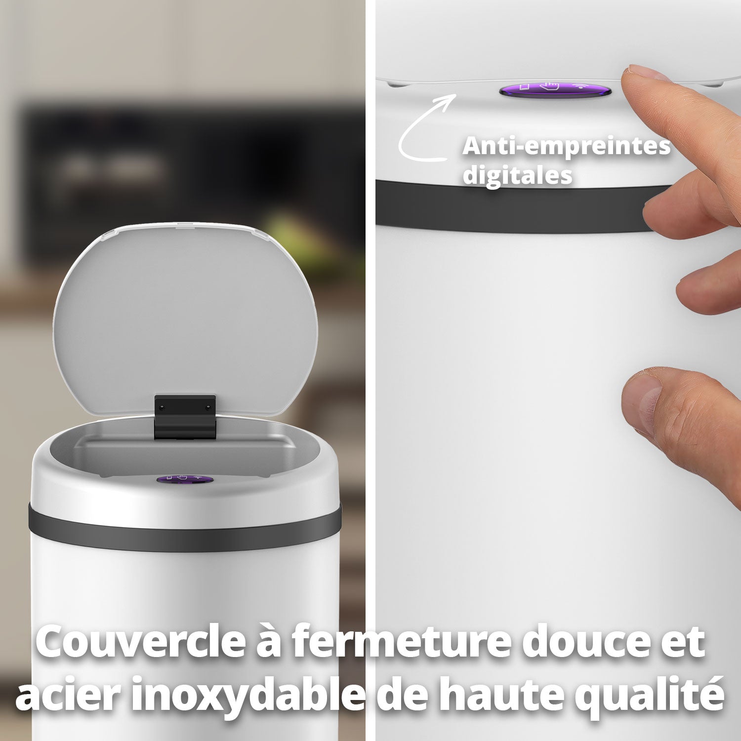 Poubelle 50 L automatique Blanche