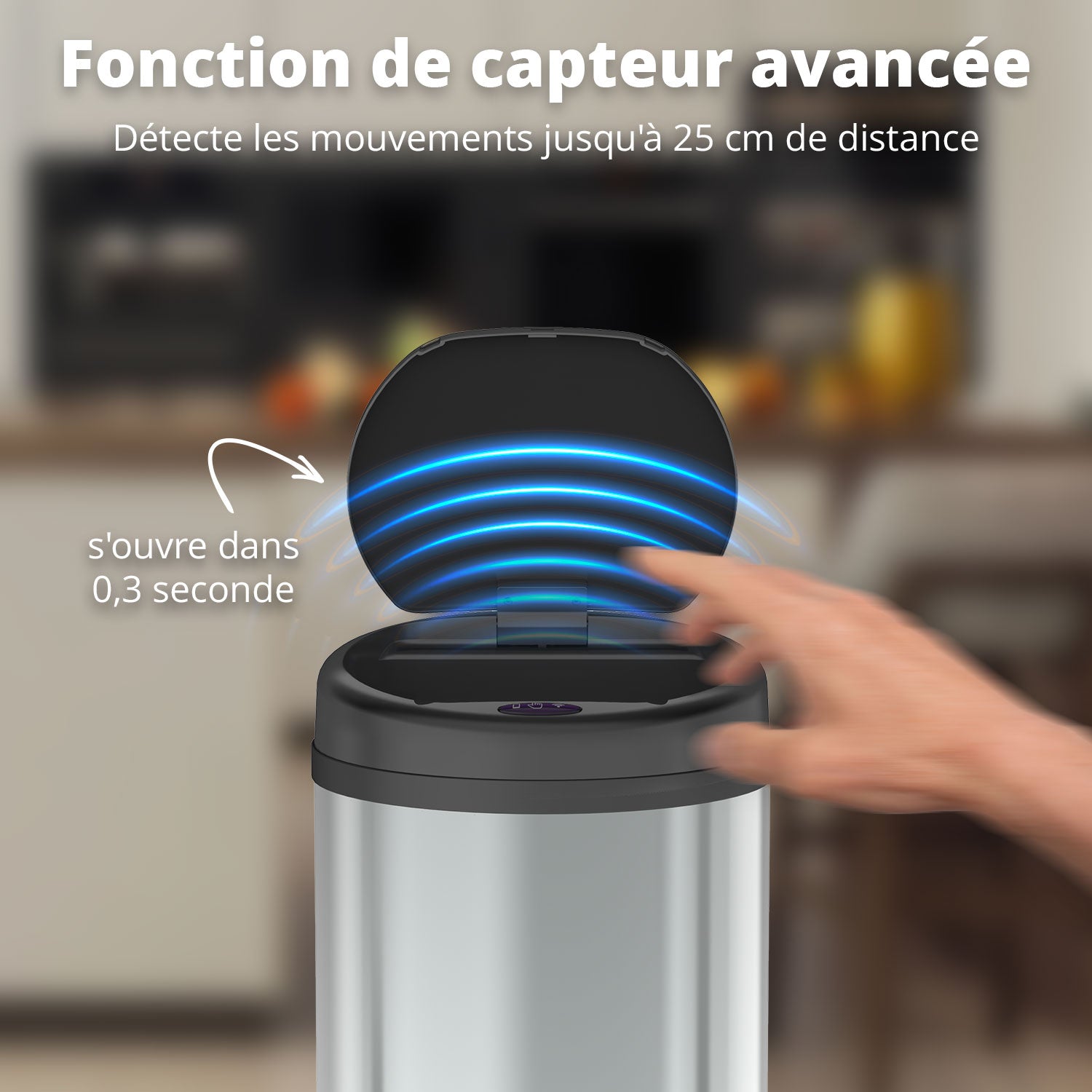 Poubelle 50 L automatique Argent