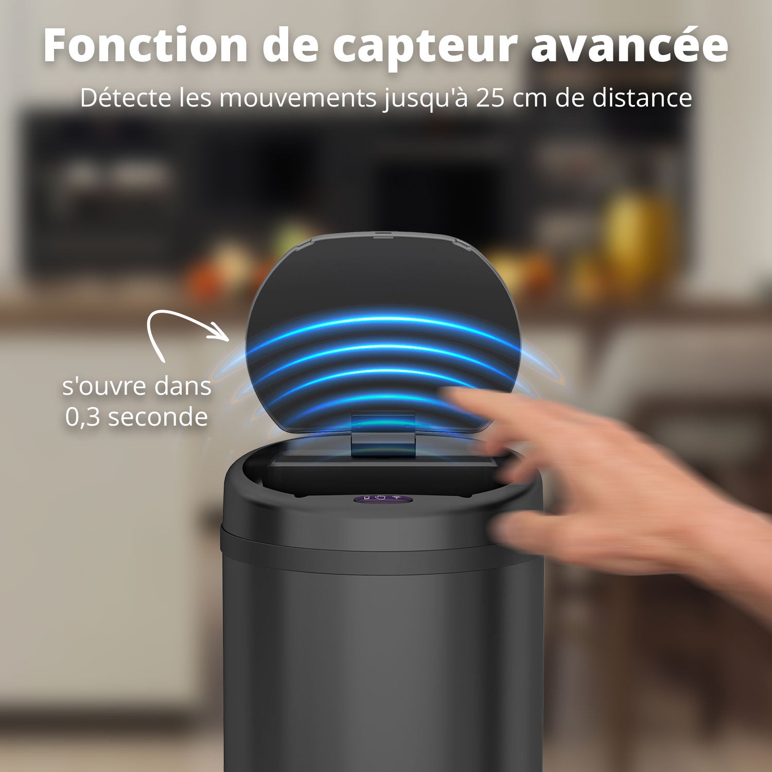 Poubelle 50 L automatique noire