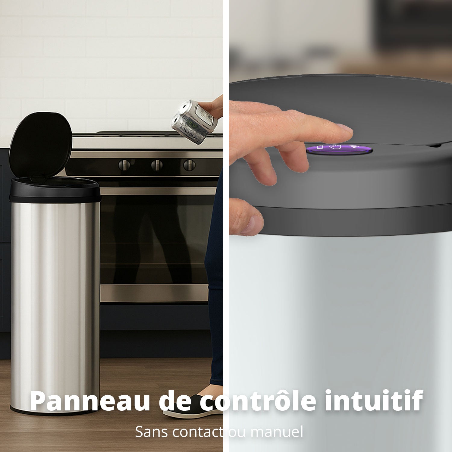 Poubelle 50 L automatique Argent