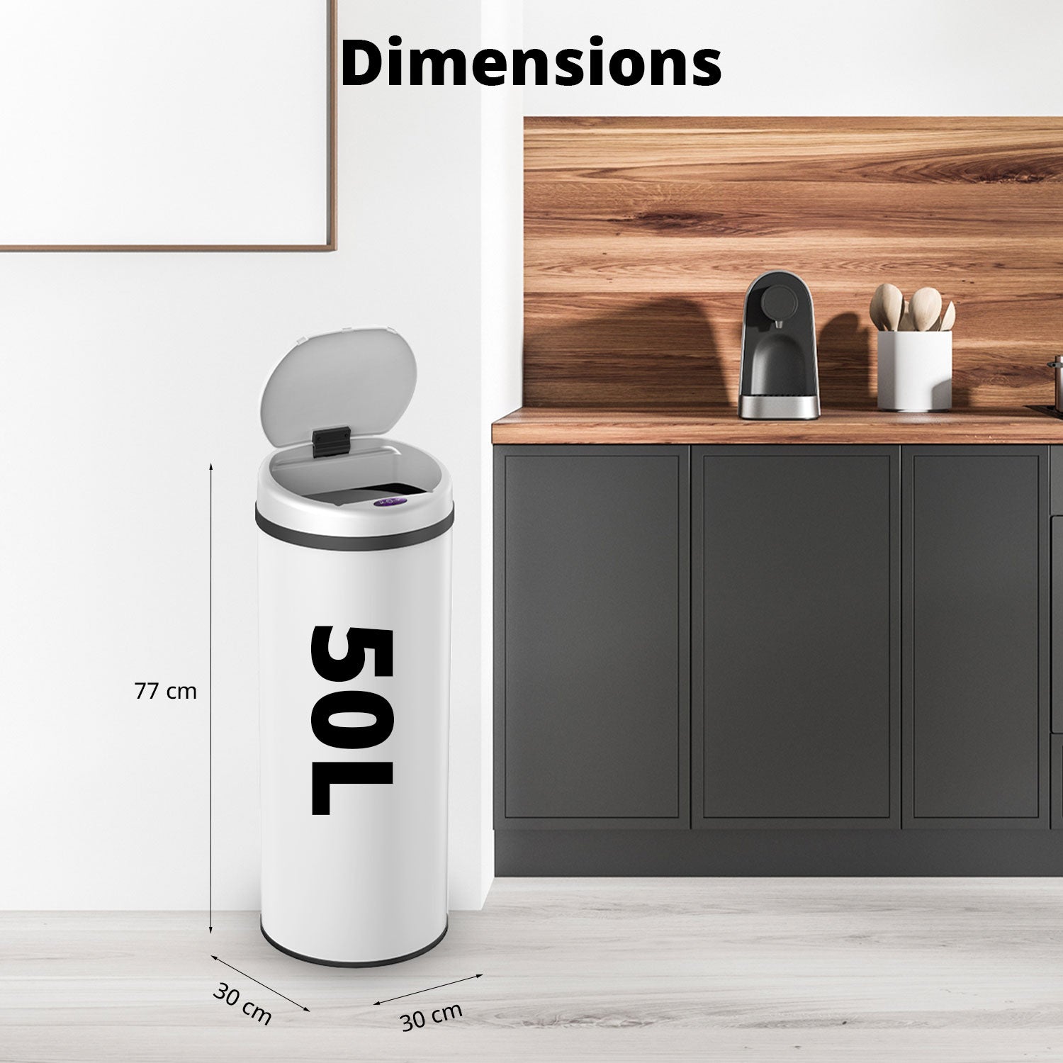 Poubelle 50 L automatique Blanche