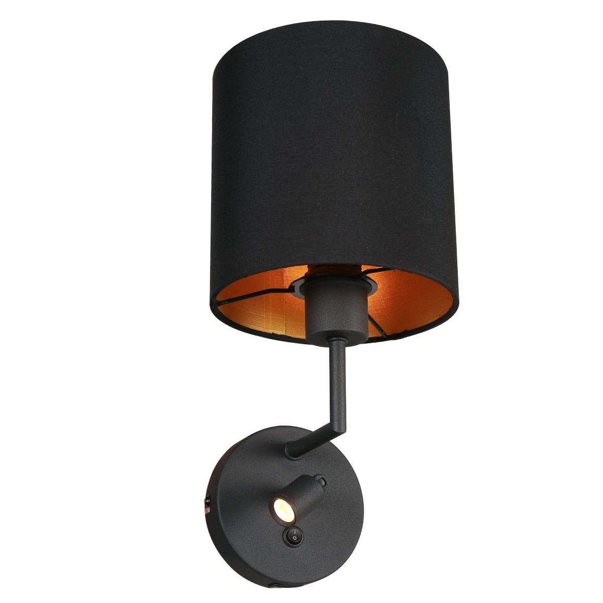 Lampe applique murale acier & noire - Noor