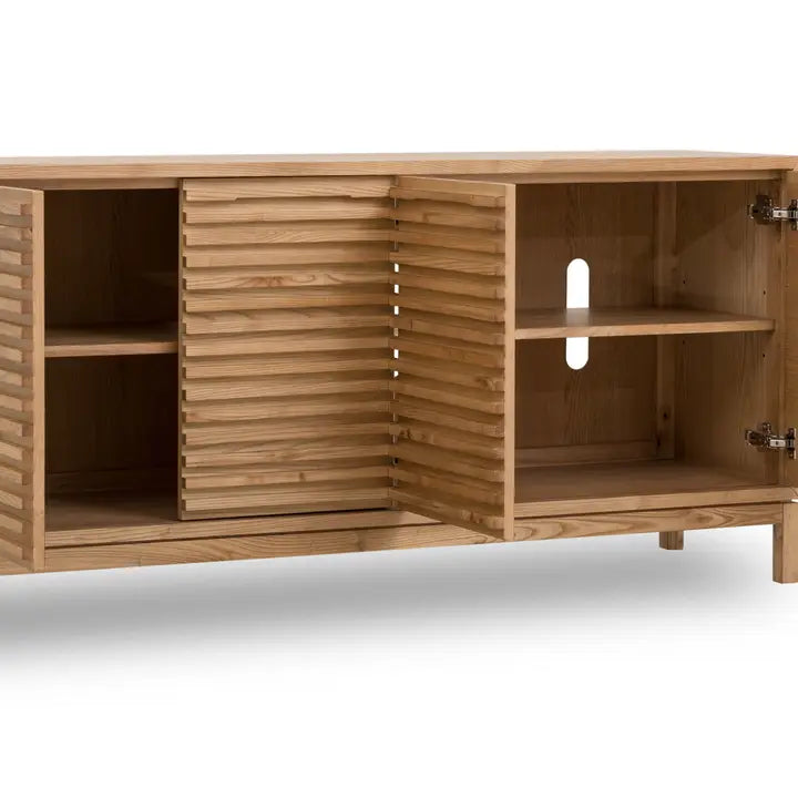 Buffet 4 portes en bois de frêne, couleur lin - Tanner