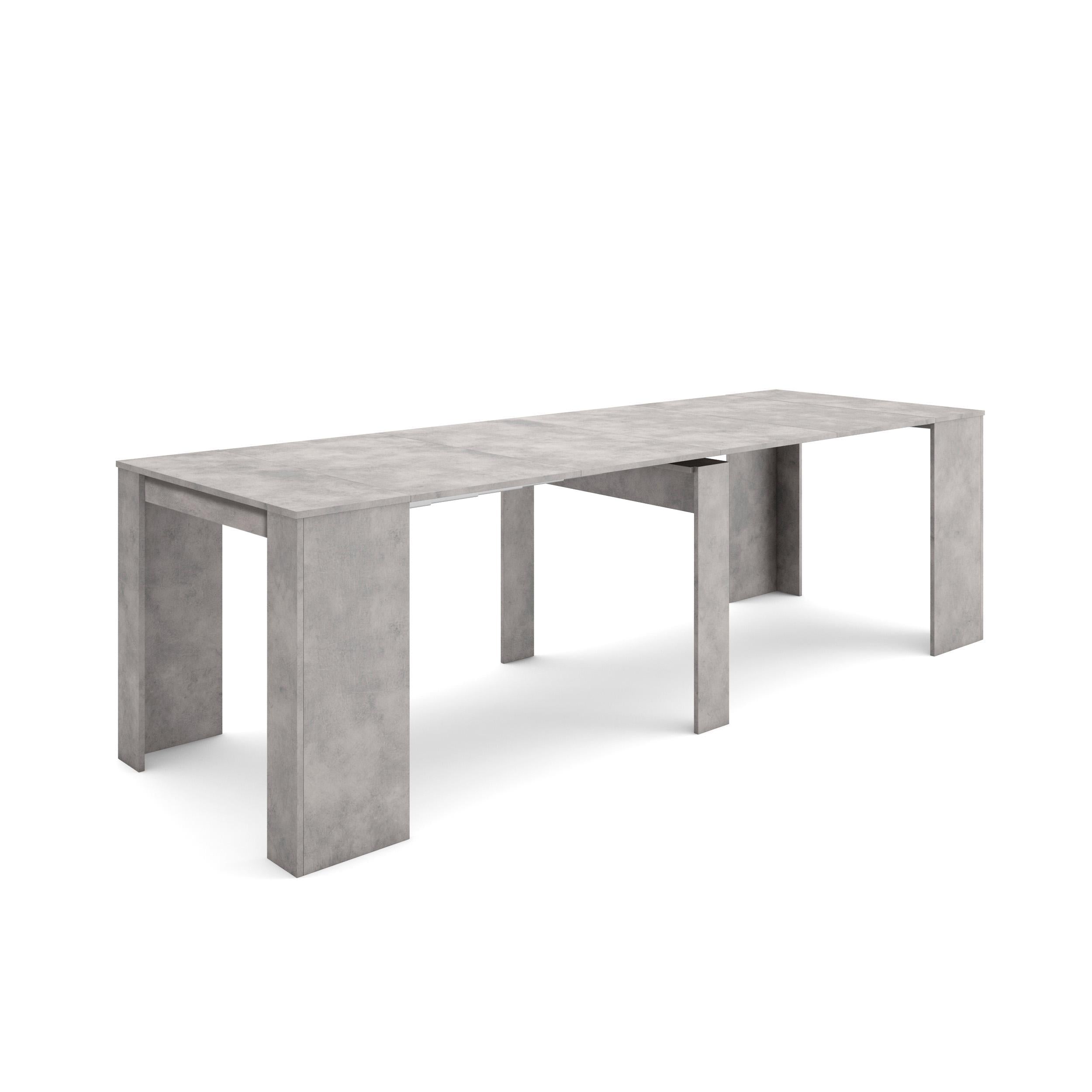 Table console extensible, 260, Pour 12 personnes, Ciment