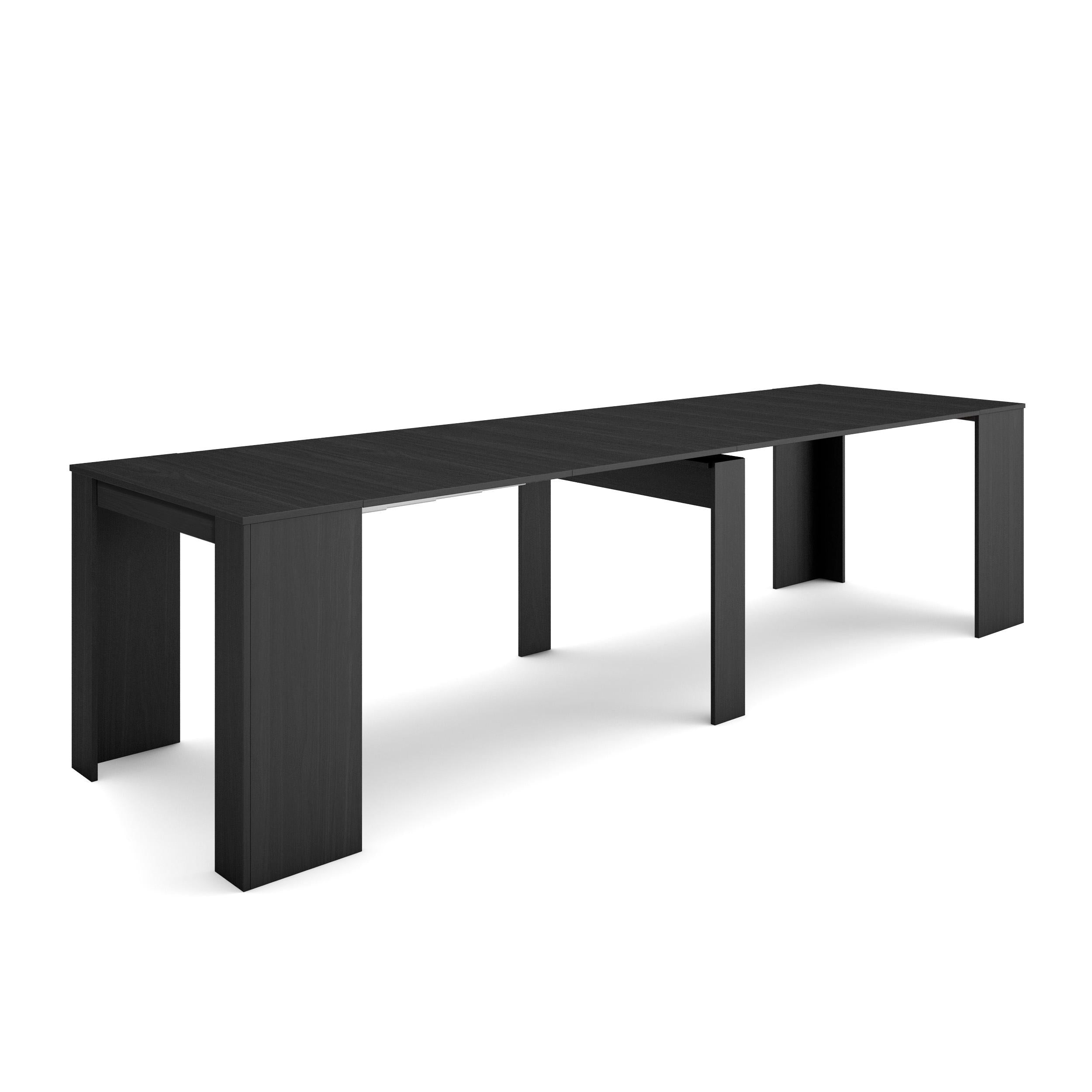 Table console extensible, 300, Pour 14 personnes, Noir