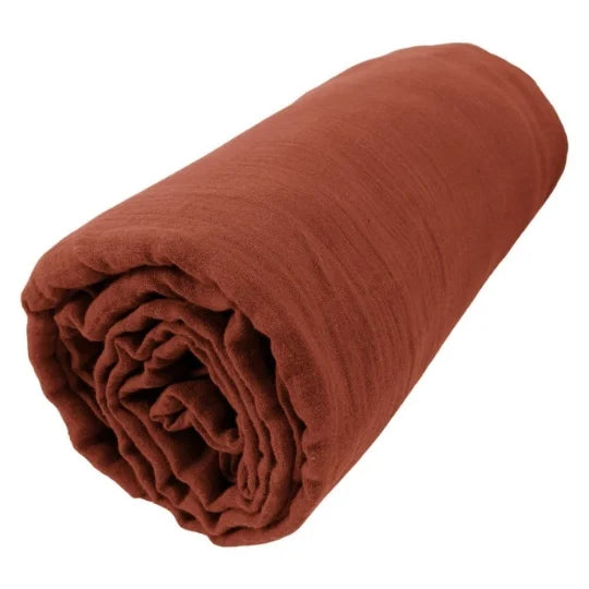 Drap housse en Gaze de coton Terracotta