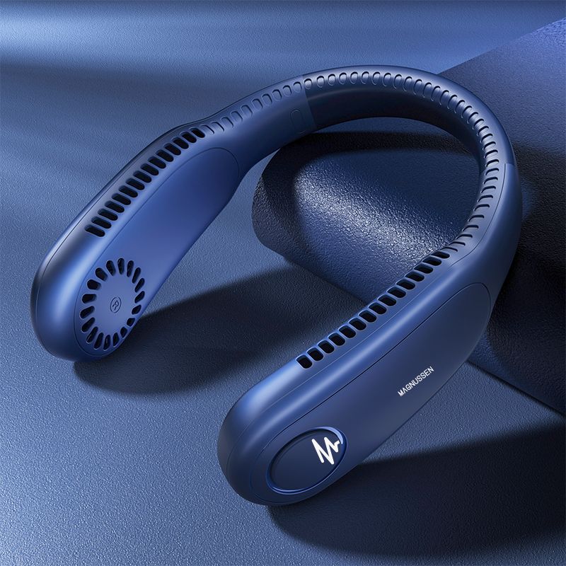 Ventilateur portable de cou bleu