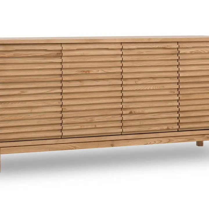 Buffet 4 portes en bois de frêne, couleur lin - Tanner
