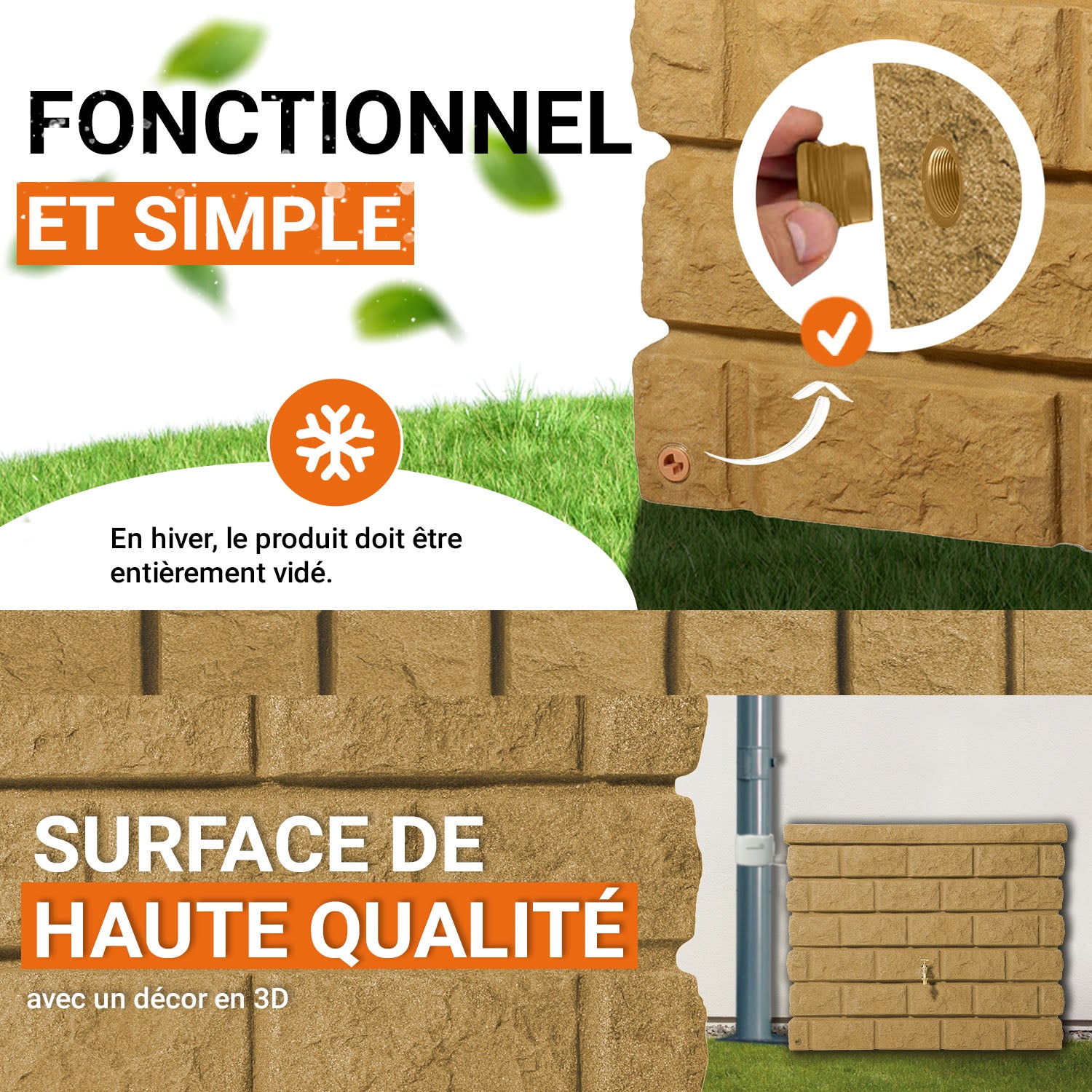 Réservoir mural Rocky 400 L, sable