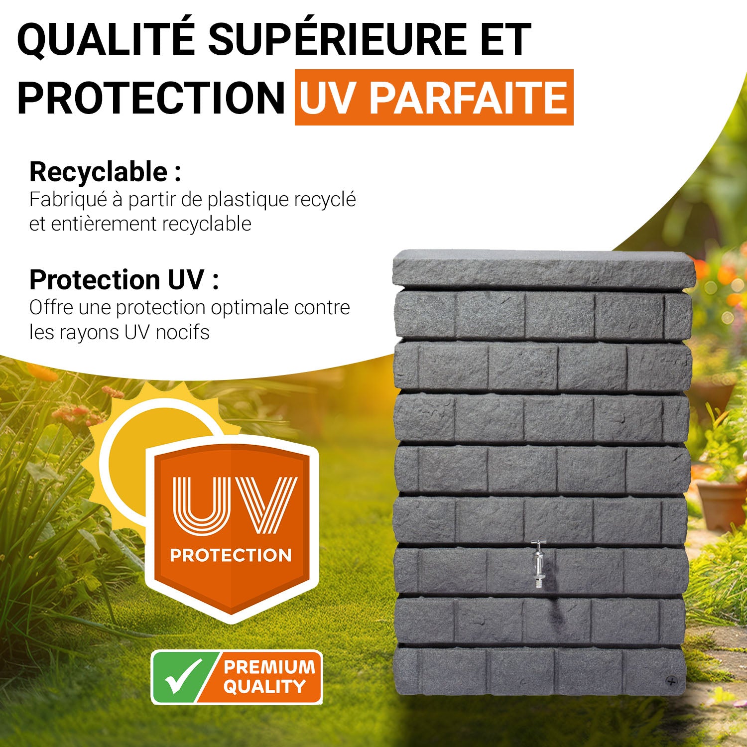 Réservoir mural Rocky Jr 300 L, gris foncé