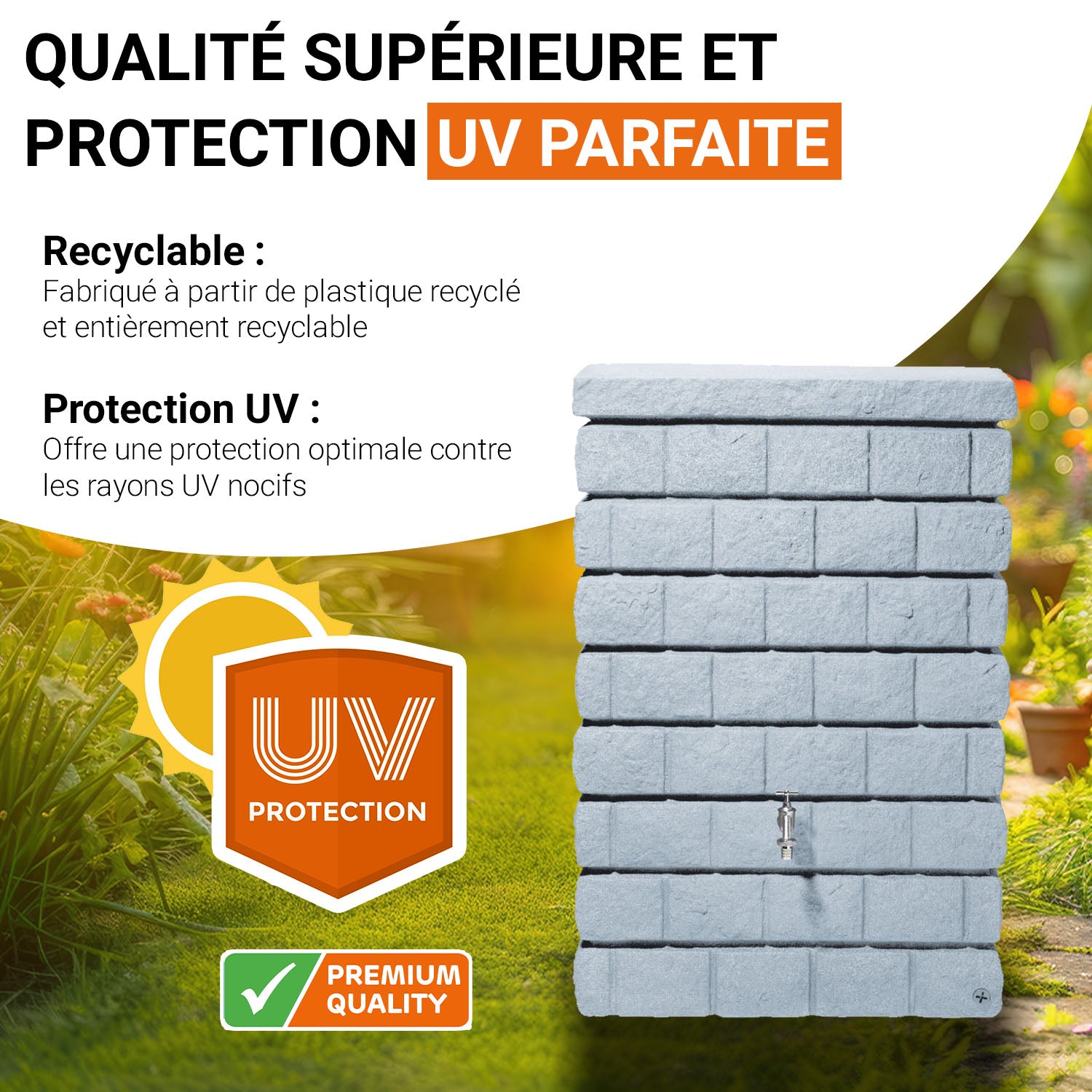 Réservoir mural Rocky Jr 300 L, gris clair