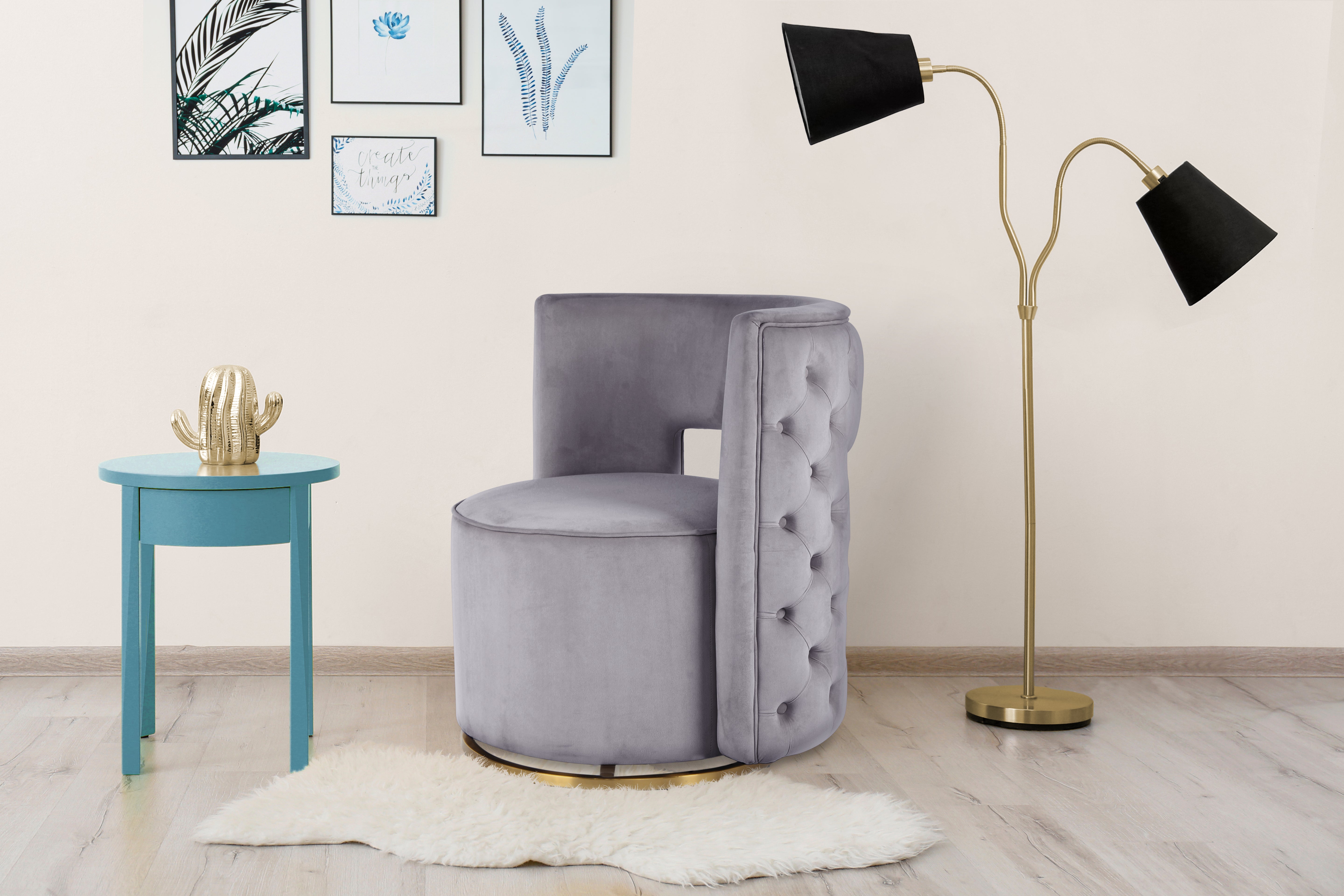 Fauteuil gris / doré - Beverly