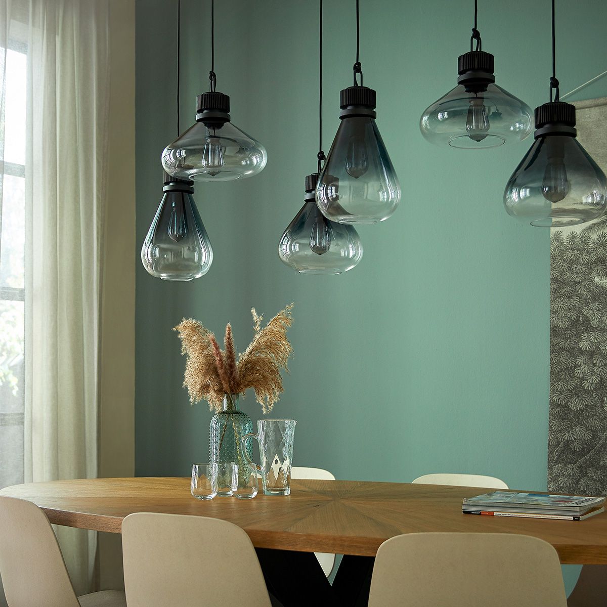 Suspension design 6 lampes noire - Flere