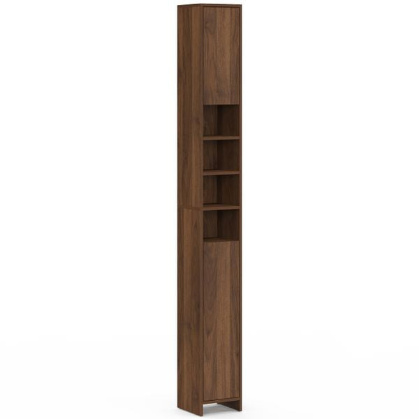 Colonne salle de bain Tom effet noyer 2 portes 4 niches